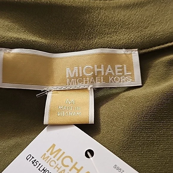 Michael Kors NWT Green Shirt Size M - Picture 2 of 6